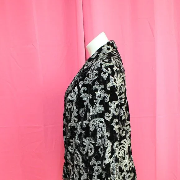 #557B Chico's Black & White Patterned Dress Jacket Size 3 (16) - Picture 6 of 10